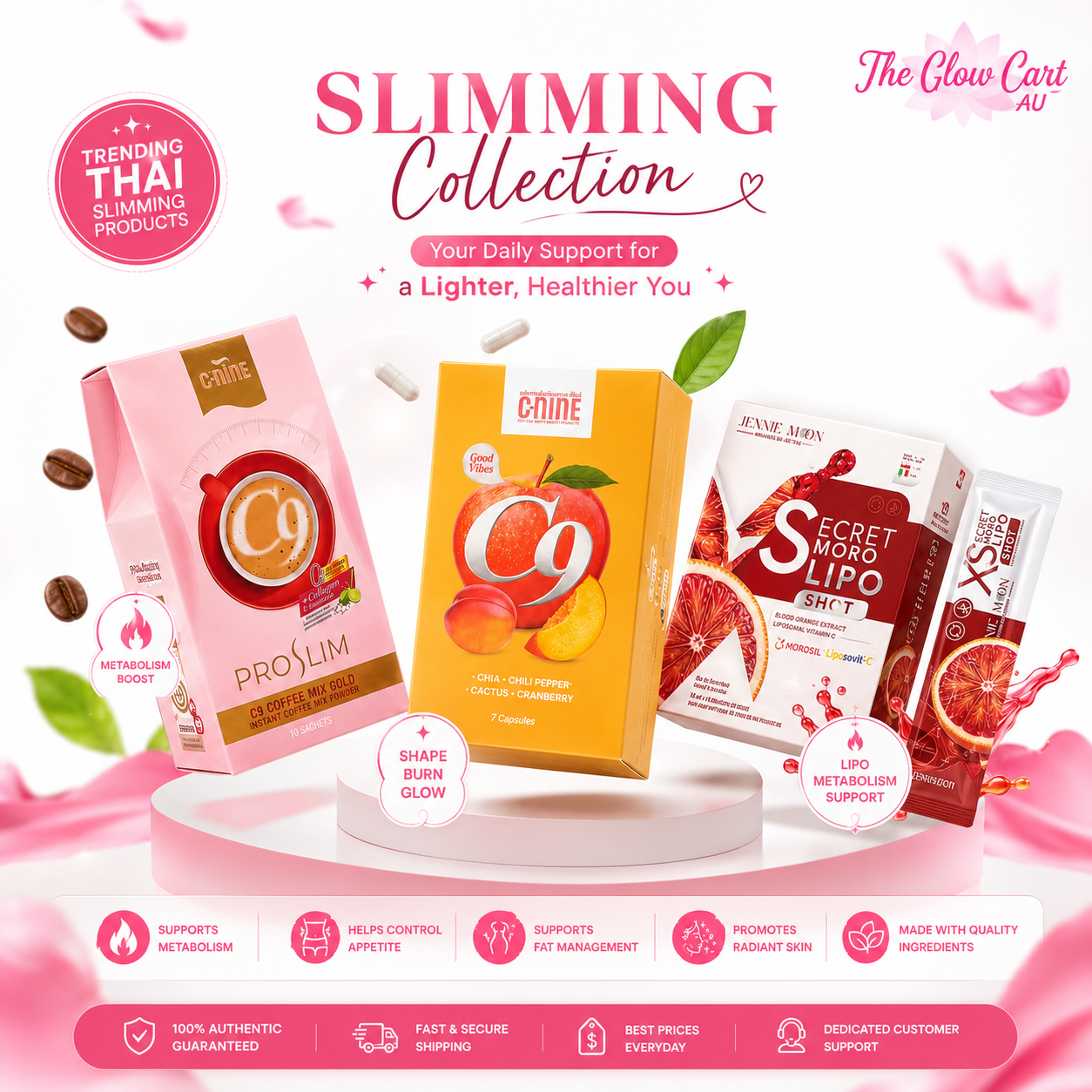 ✨ C-9 Coffee – helps control cravings &amp; boost metabolism ☕ ✨ C-9 Capsules – supports appetite control &amp; fat management 💊 ✨ Jennie Moon XS Secret Moro Lipo Shot – your daily slimming boost in a convenient sachet 💖