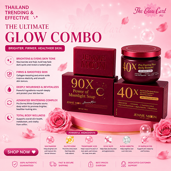 Jennie Moon Glow Combo (Jennie Moon 90X Power of Moonlight Soap 160g & Jennie Moon 40x Pro Derma Plus Body Booster 250g)