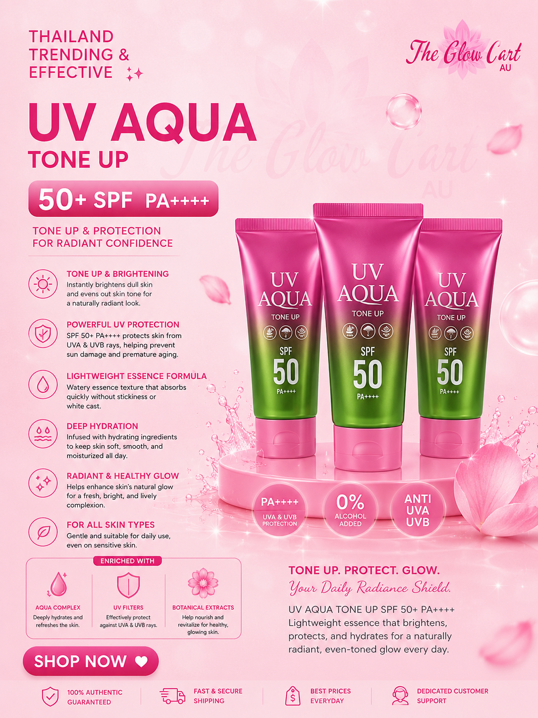 12 Nangpaya UV Aqua Tone Up SPF 50+ PA++++ Sunblock (60g)