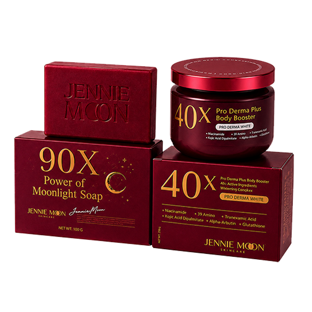 Jennie Moon Glow Combo (Jennie Moon 90X Power of Moonlight Soap 160g & Jennie Moon 40x Pro Derma Plus Body Booster 250g)